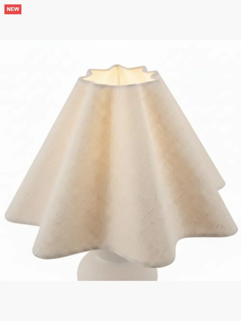 Modern Ceramic Table Lamp with Scalloped Linen Shade, 17.72